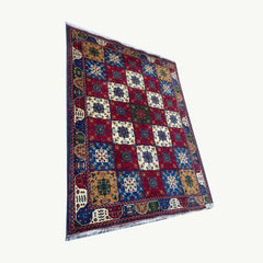 Marinos Bukhara Rug – Afghan Heritage in Multicolour Harmony and Grid Precision