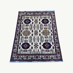 Marinos Gandomi Rug – Afghan Sophistication in Ivory Fields and Medallion Harmony