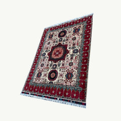 Marinos Mamlok Rug – Regal Afghan Design in Rose and Ivory Splendour