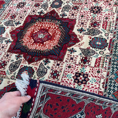 Marinos Mamlok Rug – Regal Afghan Design in Rose and Ivory Splendour