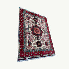 Marinos Mamlok Rug – Regal Afghan Design in Rose and Ivory Splendour