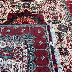 Marinos Mamlok Rug – Regal Afghan Design in Rose and Ivory Splendour