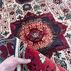 Marinos Mamlok Rug – Regal Afghan Design in Rose and Ivory Splendour