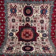 Marinos Mamlok Rug – Regal Afghan Design in Rose and Ivory Splendour