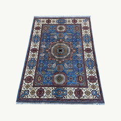 Handwoven Marinos Mamlook Rug with Intricate Geometric and Floral Designs