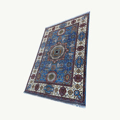 Handwoven Marinos Mamlook Rug with Intricate Geometric and Floral Designs