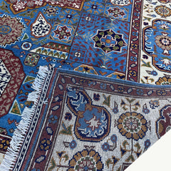 Handwoven Marinos Mamlook Rug with Intricate Geometric and Floral Designs