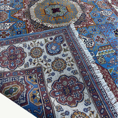 Handwoven Marinos Mamlook Rug with Intricate Geometric and Floral Designs