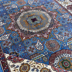 Handwoven Marinos Mamlook Rug with Intricate Geometric and Floral Designs