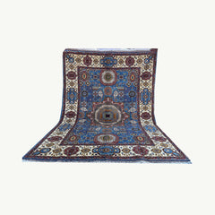 Handwoven Marinos Mamlook Rug with Intricate Geometric and Floral Designs
