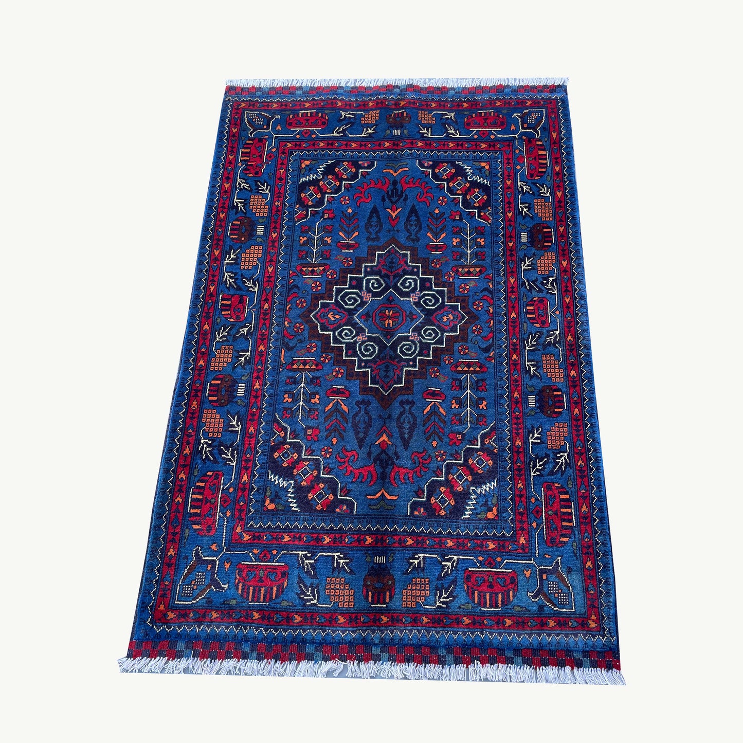 Marinos Afghan Rug – Bold Geometric Motif with Tribal Charm