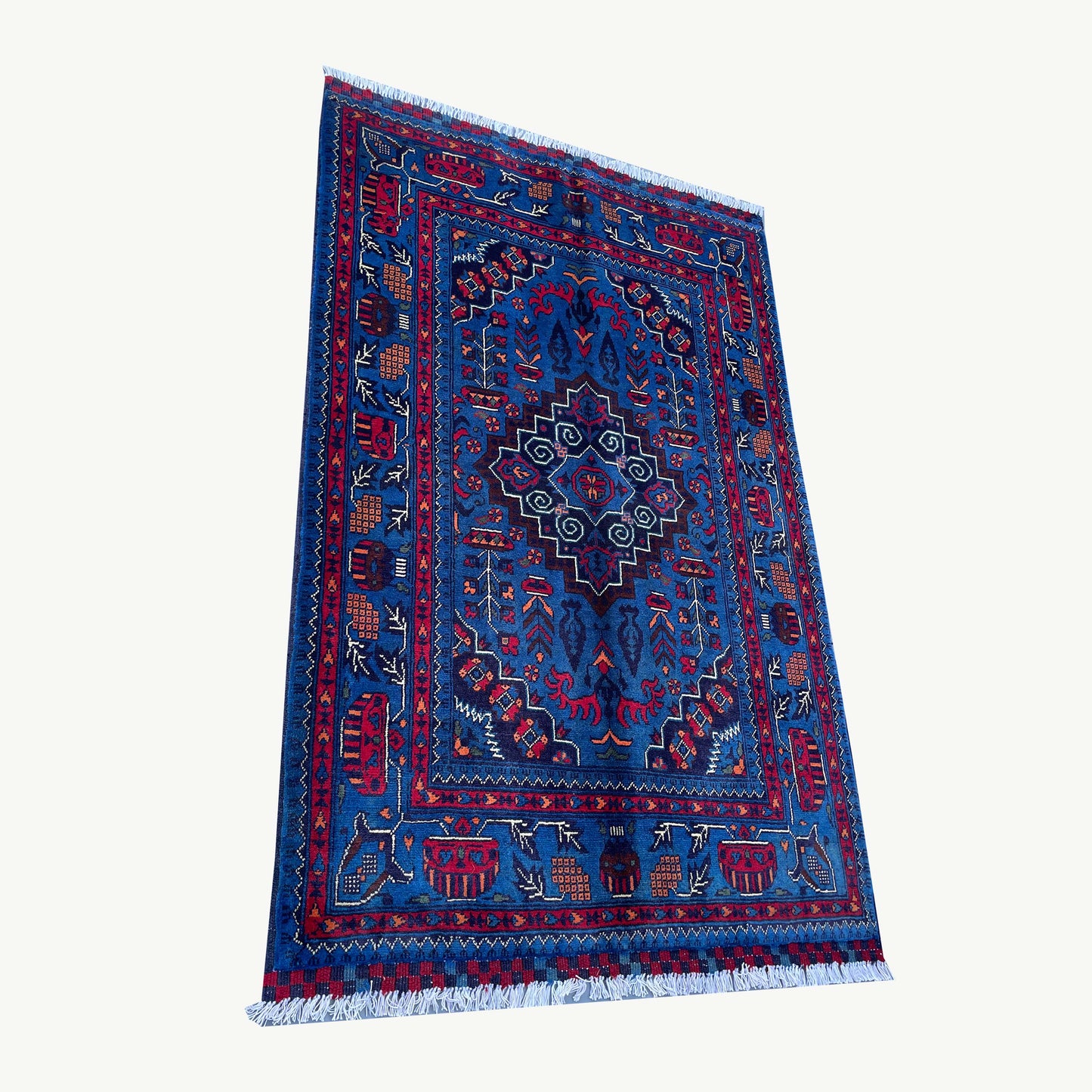 Marinos Afghan Rug – Bold Geometric Motif with Tribal Charm