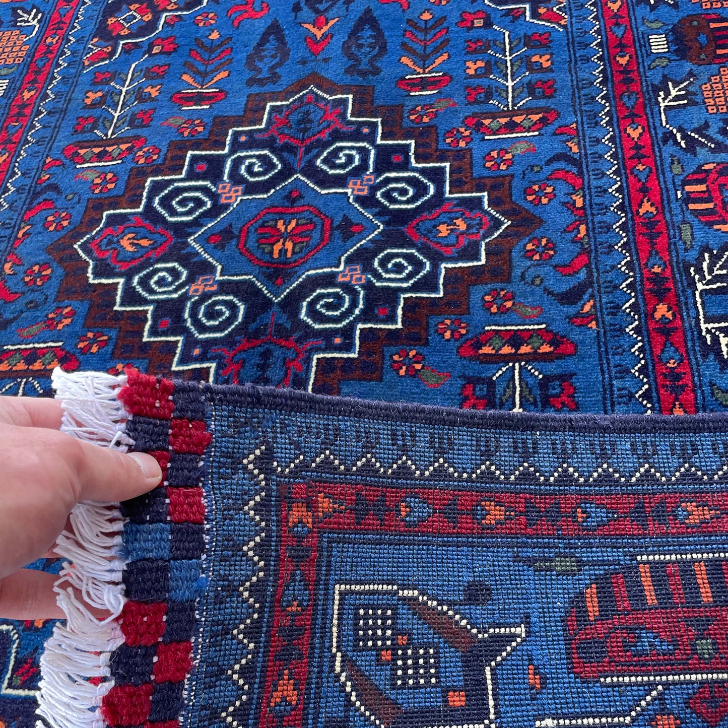 Marinos Afghan Rug – Bold Geometric Motif with Tribal Charm