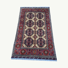 Marinos Afghan Rug – Ivory & Terracotta Tinted Tribal Harmony