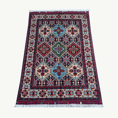 Handwoven Marinos Kashi Gul Rug with Vibrant Geometric Patterns