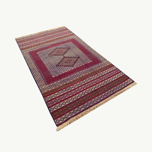Makhdom Sumak Kilim Rug – 6.9 x 4.2 ft – Handwoven Wool Flat-Weave