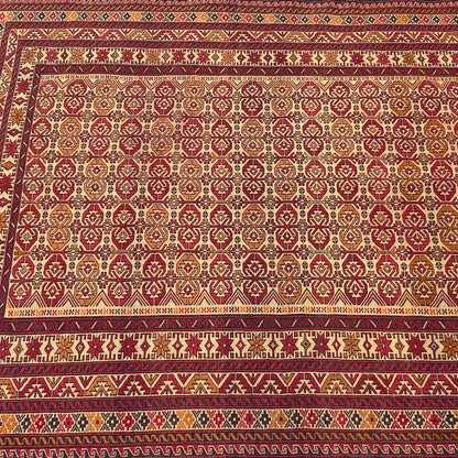 Sumak Kilim Rug – Antique Turkish Elegance in Intricate Geometric Harmony