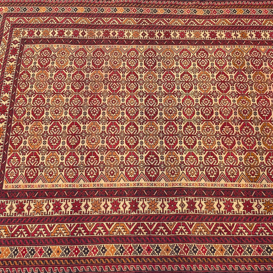 Sumak Kilim Rug – Antique Turkish Elegance in Intricate Geometric Harmony