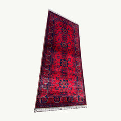 Marinos Bukhara Rug – Timeless Afghan Grandeur in Crimson and Midnight Motifs