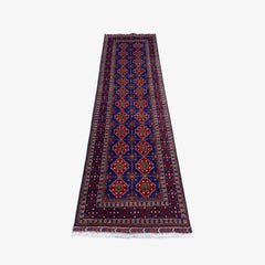 Afghan Yusof Bai 10 x 2.10 Runner – Repeating Medallions in Royal Blue