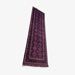 Afghan Yusof Bai 10 x 2.10 Runner – Repeating Medallions in Royal Blue