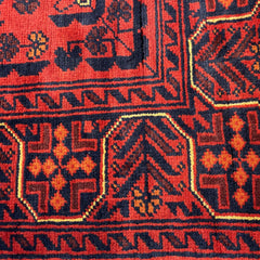 Afghan Bokhara 6.10 x 2.9 Runner – Crimson Medallion Grid with Tribal Border