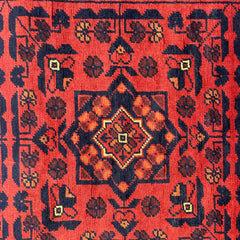 Afghan Bokhara 6.10 x 2.9 Runner – Crimson Medallion Grid with Tribal Border