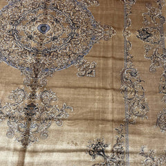 Golden Silk Persian Rug – 9.8 x 6.5 ft with Central Medallion Design