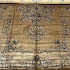 Golden Silk Persian Rug – 9.8 x 6.5 ft with Central Medallion Design