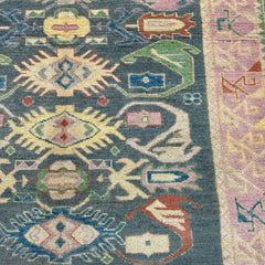 Colorful Afghan Tribal Rug – Hand-Knotted Totemic Geometric Design