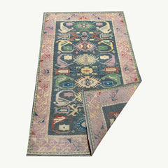 Colorful Afghan Tribal Rug – Hand-Knotted Totemic Geometric Design
