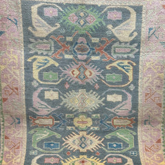 Colorful Afghan Tribal Rug – Hand-Knotted Totemic Geometric Design