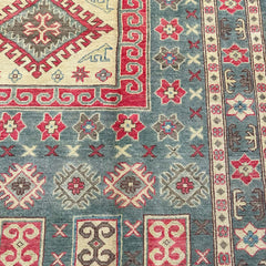 Vintage Kazak Tribal Rug – Hand-Knotted Geometric Medallion Design