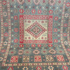 Vintage Kazak Tribal Rug – Hand-Knotted Geometric Medallion Design