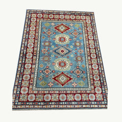 Vintage Kazak Tribal Rug – Hand-Knotted Geometric Medallion Design