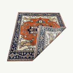 Hand-Knotted Afghan Kazak Rug 6.2 x 5.8 ft – Geometric Medallion Design