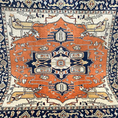 Hand-Knotted Afghan Kazak Rug 6.2 x 5.8 ft – Geometric Medallion Design