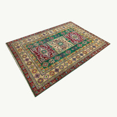 Hand-Knotted Traditional Rug 7 x 5 ft – Geometric Patterns & Rich Colors