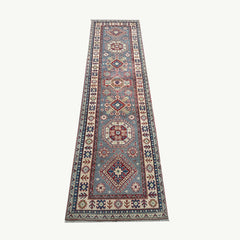 Afghan Kazak 9.5 x 2.7 Runner – Traditional Geometric & Floral Design