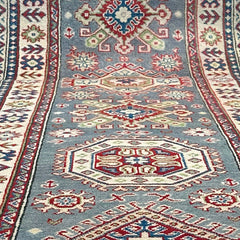 Afghan Kazak 9.5 x 2.7 Runner – Traditional Geometric & Floral Design