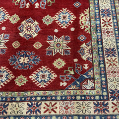 Hand-Knotted 10 x 6.4 Kazak Rug – Traditional Floral & Geometric Design