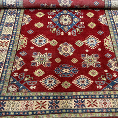 Hand-Knotted 10 x 6.4 Kazak Rug – Traditional Floral & Geometric Design