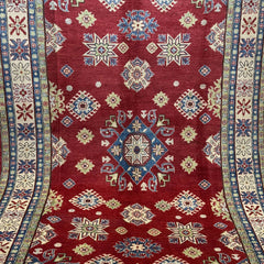Hand-Knotted 10 x 6.4 Kazak Rug – Traditional Floral & Geometric Design