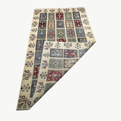 Hand-Knotted Afghan 10.8 x 6.6 Rug – Geometric Patterns and Floral Motif