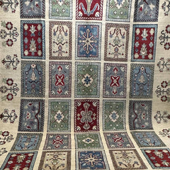 Hand-Knotted Afghan 10.8 x 6.6 Rug – Geometric Patterns and Floral Motif