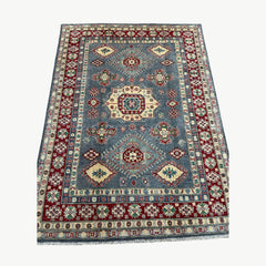 Afghan Kazak 6.8 x 4.8 Rug – Tribal Floral & Diamond Medallion Design