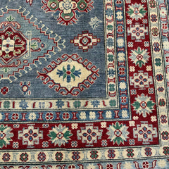 Afghan Kazak 6.8 x 4.8 Rug – Tribal Floral & Diamond Medallion Design