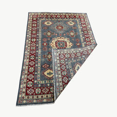 Afghan Kazak 6.8 x 4.8 Rug – Tribal Floral & Diamond Medallion Design