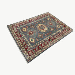 Afghan Kazak 6.8 x 4.8 Rug – Tribal Floral & Diamond Medallion Design