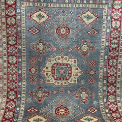 Afghan Kazak 6.8 x 4.8 Rug – Tribal Floral & Diamond Medallion Design